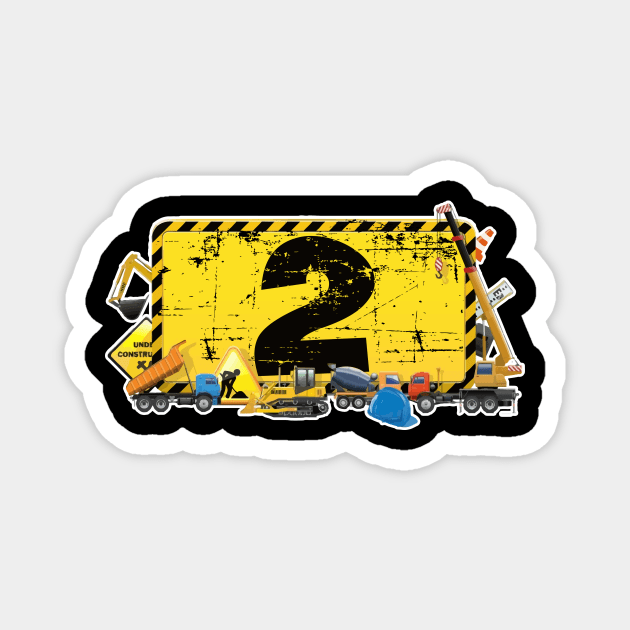 construction site excavator crane truck I 2 years boy birthday Magnet by 2blackcherries