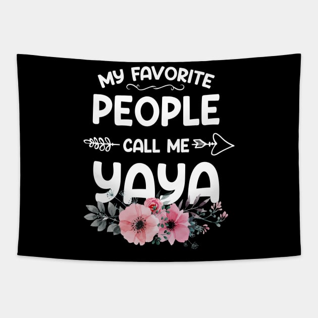 My Favorite People Call Me Yaya Pink Floral Mother's Day Tapestry by shattorickey.fashion