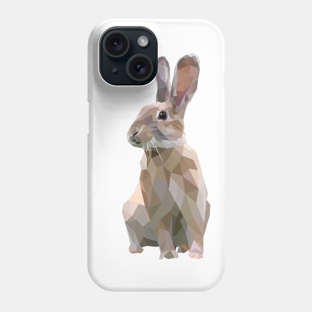 Brown Bunny. Rabbit. Geometric. Lowpoly. Illustration. Digial Art. Phone Case by Houseofyhodie