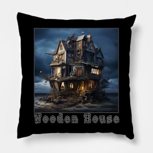 Wooden House Pillow