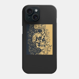 Human Skull Emblem Swirls Ornament colored Design Phone Case
