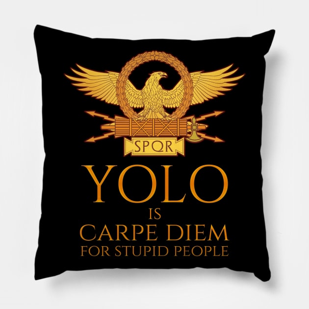 YOLO is Carpe Diem for stupid people Rome SPQR Quote Pillow by Styr Designs