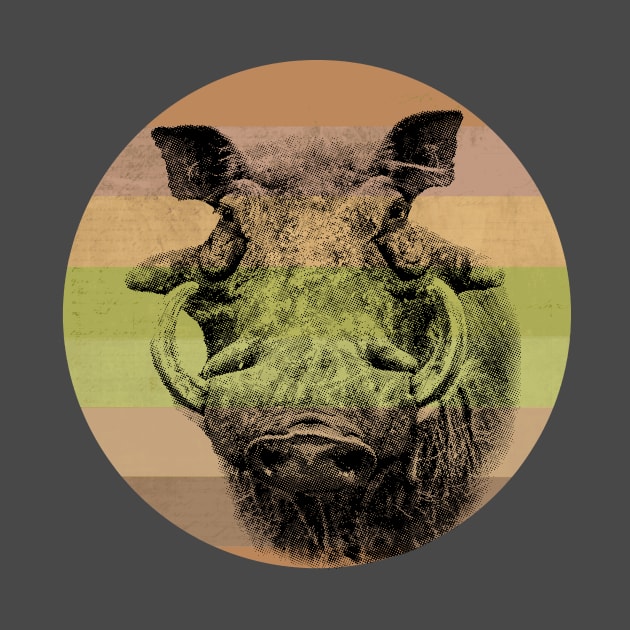 Warthog Close-up on Retro-style Sunset in Africa Colors by scotch