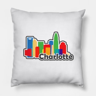 Souvenir for Charlotte North Carolina with Skyline in Modern Colorful geometric shapes Pillow