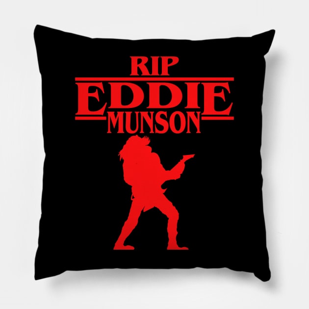 RIP Eddie Munson Red The Upside Down Stranger Things Vecna Dustin Henderson Rock Metal Music Pillow by ArtIzMuzikForTheEyez