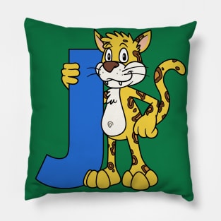 Letter J with Jaguar Pillow