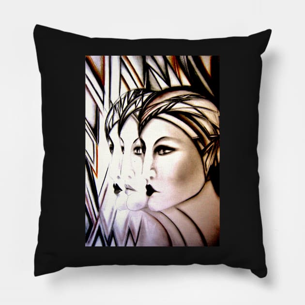 ART DECO FLAPPER TRIO Jacqueline Mcculloch Pillow by jacquline8689