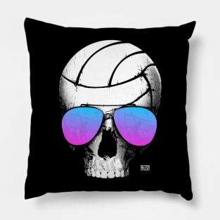 Volleyball Skull Wearing Blue Aviators Pillow