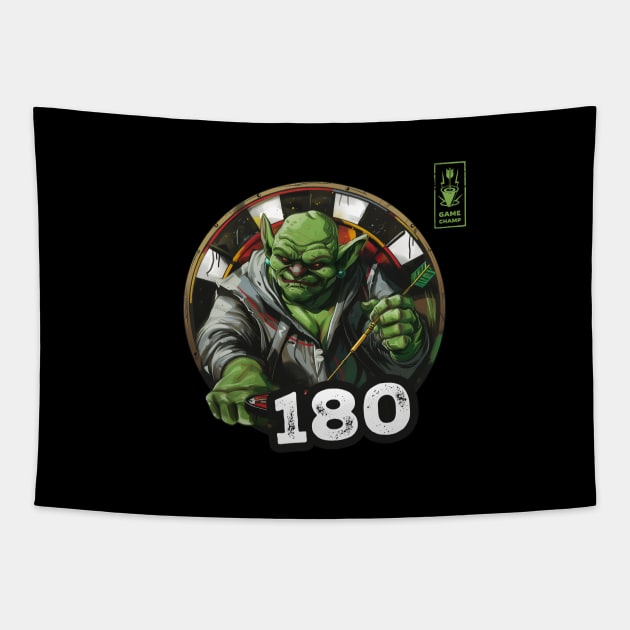 Darts 180 Onehundredandeigthy Green Game Champ Tapestry by Adam Brooq