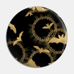 Bats and Magical Circles - Goth Fashion - bat, magic, witch, halloween, emo, gold Pin