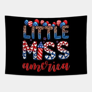 Little Miss Us America 4Th Of July Messy Bun Toddler Girls Tapestry