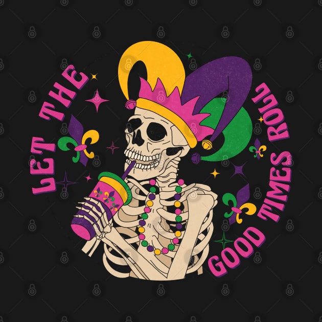 Let The Good Times Roll Mardi Gras Skeleton Jester by DenverSlade