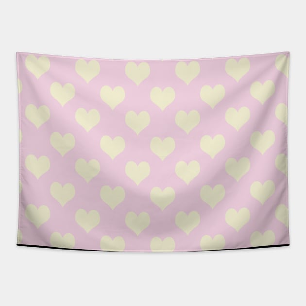 Sugar Pink and Cream Heart Pattern Tapestry by Rhubarb Myrtle