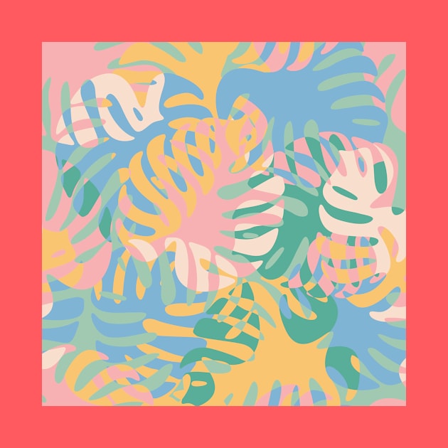 Pastel Plants / Colorful Monstera Leaves by matise