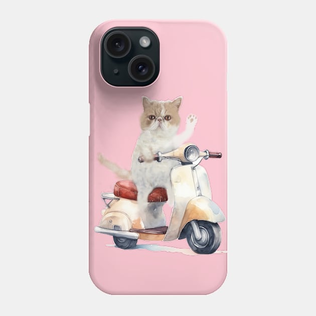 exotic short hair in scooter Phone Case by Tees of Joy