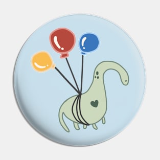 Dinosaur with Triad Color Balloon on the Sky Stay Joyful Everyday Combat Depression Mental Awareness Pin