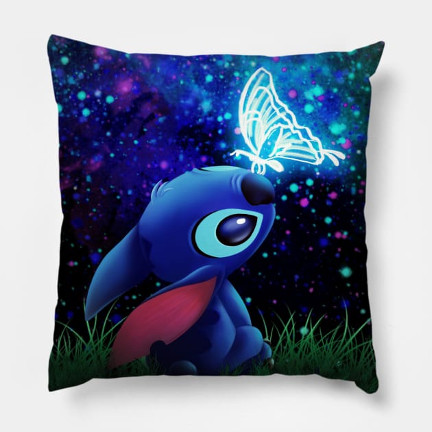 stitch butterfly Starry sky Pillow by cloudart2868