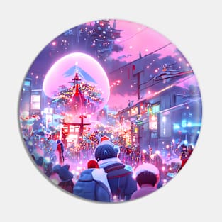 Dreamy Christmas Lights Street of Christmas Trees with Beloved People Pin