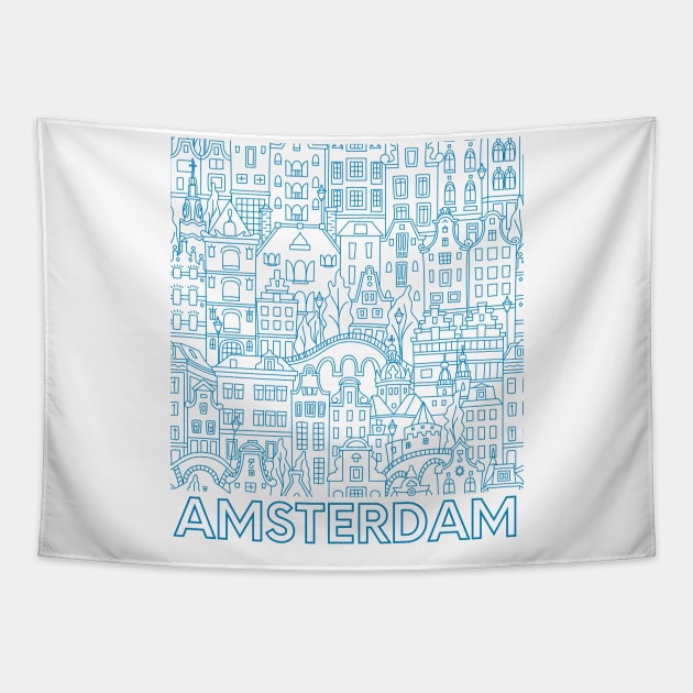 Amsterdam Cityscape Stylish and Minimalist Tapestry by Contentarama