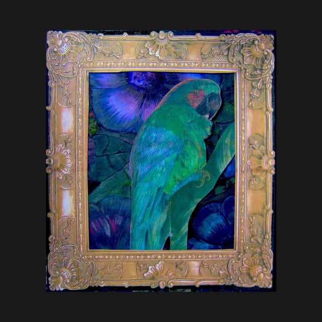 BRIGHT TROPICAL PARROT DECO PRINT GOLD FRAME ART POSTER EXOTIC by jacquline8689