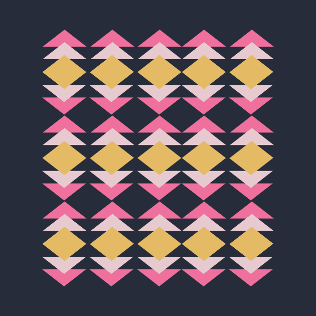 Pink and Amber Geometric Shapes Quilt Design by ApricotBirch