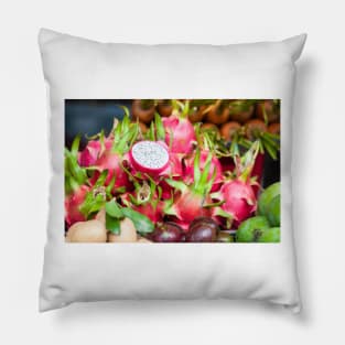 Pitaya fruit on vegetable market Pillow