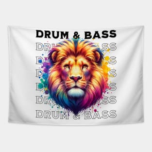DRUM AND BASS  - Technicolor Lion (Black) Tapestry
