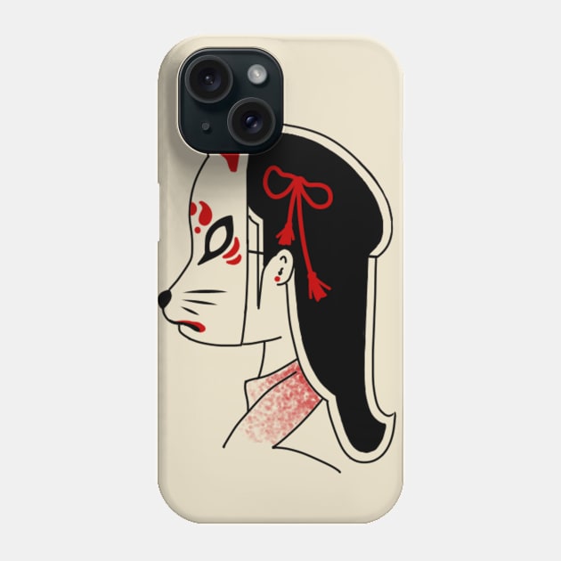 Kitsune-Mask Phone Case by SmolBunny