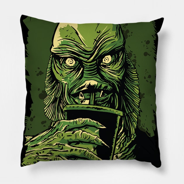 Black Lagoon Pillow by LYNEXART