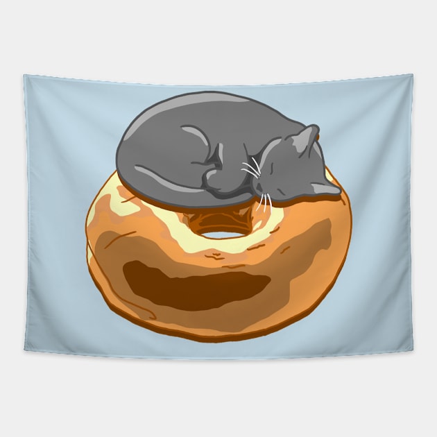 Bagel Cat - Grey Tapestry by CCDesign