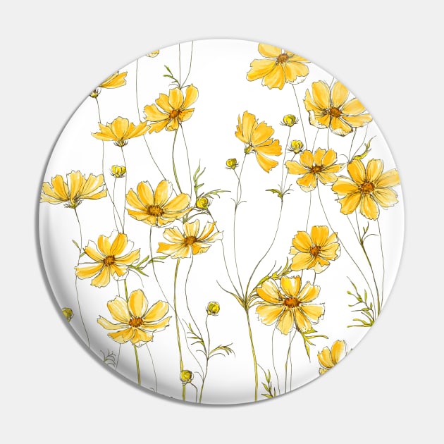 Yellow Cosmos, Illustration Pin by JessicaRose