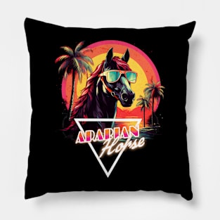 Retro Wave Arabian Horse Vibes Pillow