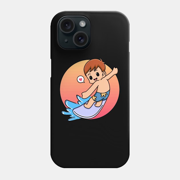 surfing on wave Phone Case by BarnawiMT