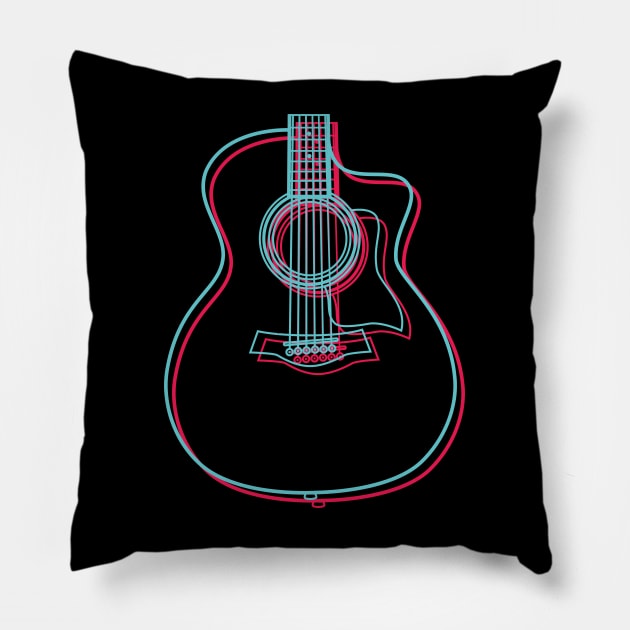 3D Auditorium Style Acoustic Guitar Body Outline Pillow by nightsworthy