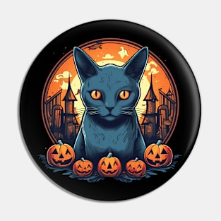 Russian Blue Cat Halloween, Cat Lover Pin