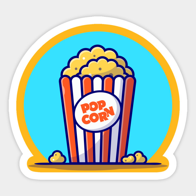 Popcorn Cartoon Vector Icon Illustration - Popcorn - Sticker