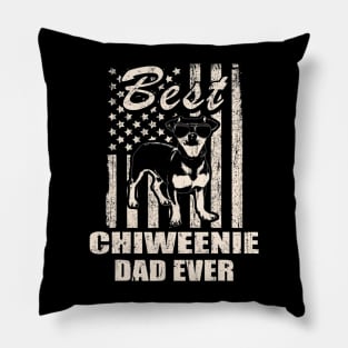 Best Chiweenie Dad Ever Vintage Retro flag Dog Dad Pillow