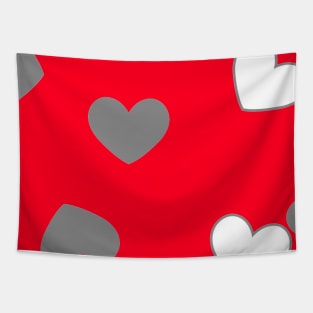 red heart black white background design Tapestry