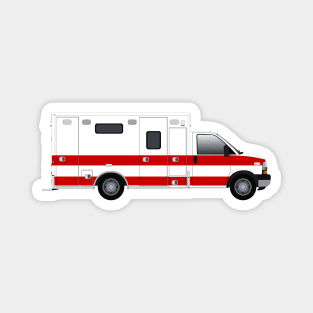 White Ambulance Red Striping Magnet