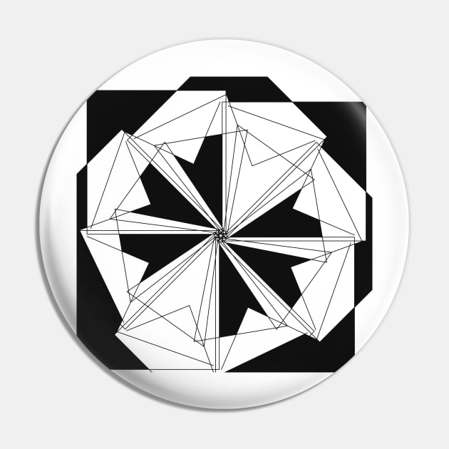 Black White Mandala Geometric flower Pin by soycarola