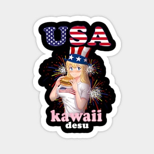 Funny - "USA kawaii Desu" Manga 4th of July Anime Magnet