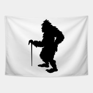 Bigfoot Elderly Senior Old Man Walking With His Crutch Tapestry