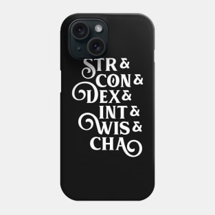 Roleplaying Stats Minimalist Tabletop RPG Phone Case