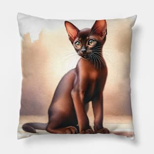 Havana Watercolor Kitten - Cute Kitties Pillow