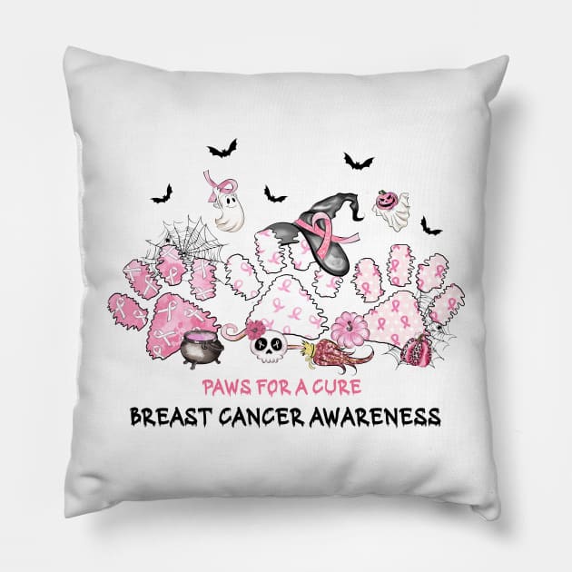 Paws for a Cure - Breast Cancer Awareness Pillow by TsunamiMommy