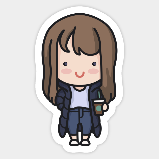 Cute Korean Hipster Girl Cartoon - Korean Girl - Sticker | TeePublic Cute Korean Hipster Girl Cartoon - Korean Girl - Sticker | TeePublic