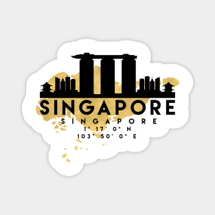 Singapore Singapore Skyline Map Art Magnet