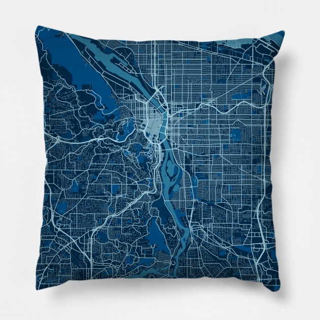 Portland - United States Peace City Map Pillow by tienstencil