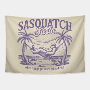 Sasquatch Siesta Bigfoot Beach Tapestry