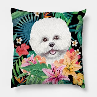 Tropical Bichon Frise Dog 2 Pillow